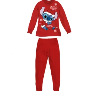 Pigiama Caldo Cotone Stitch Natale Bimba 3-10a