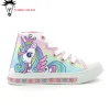 Scarpa Tela Alta Con Luci Unicorno Bimba 25-33