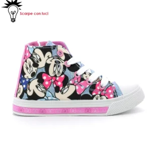 Scarpa Tela Alta Con Luci Minnie Bimba 25-33