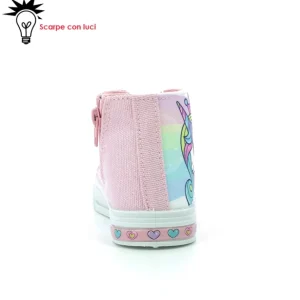 Scarpa Tela Alta Con Luci Unicorno Bimba 25-33