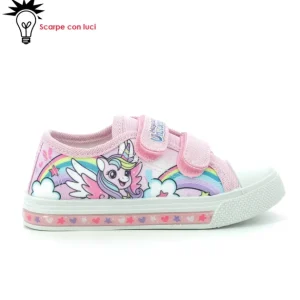 Scarpa Tela Bassa Con Luci Unicorno Bimba 25-33