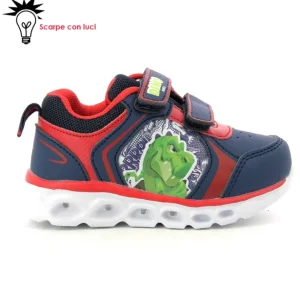 Sneakers Velcro Con Luci Dinosauro Bambino 21-25