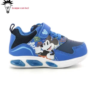 Sneakers Velcro Con Luci Mickey Bambino 21-25
