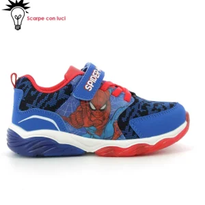 Sneakers Velcro Con Luci Spiderman Bambino 25-33