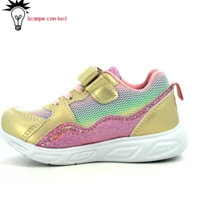 Sneakers Velcro Con Luci Unicorno Bambina 21-25